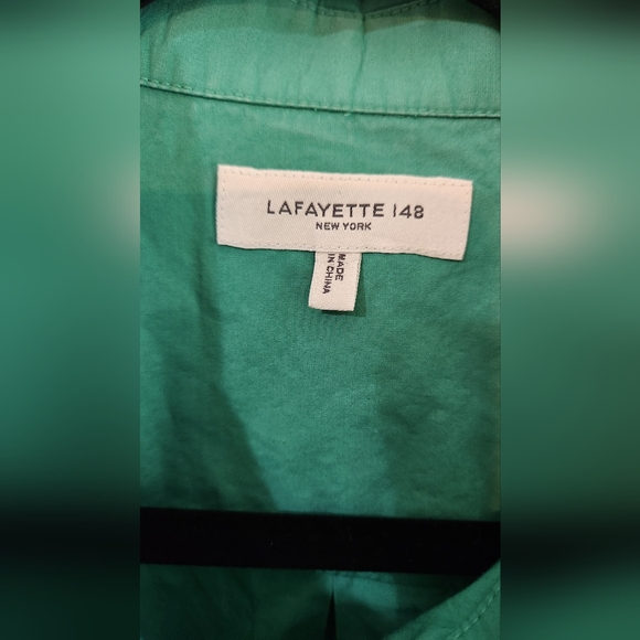 Women's Lafayette 148 New York Green Button-down M/L shirt - Picture 3 of 4
